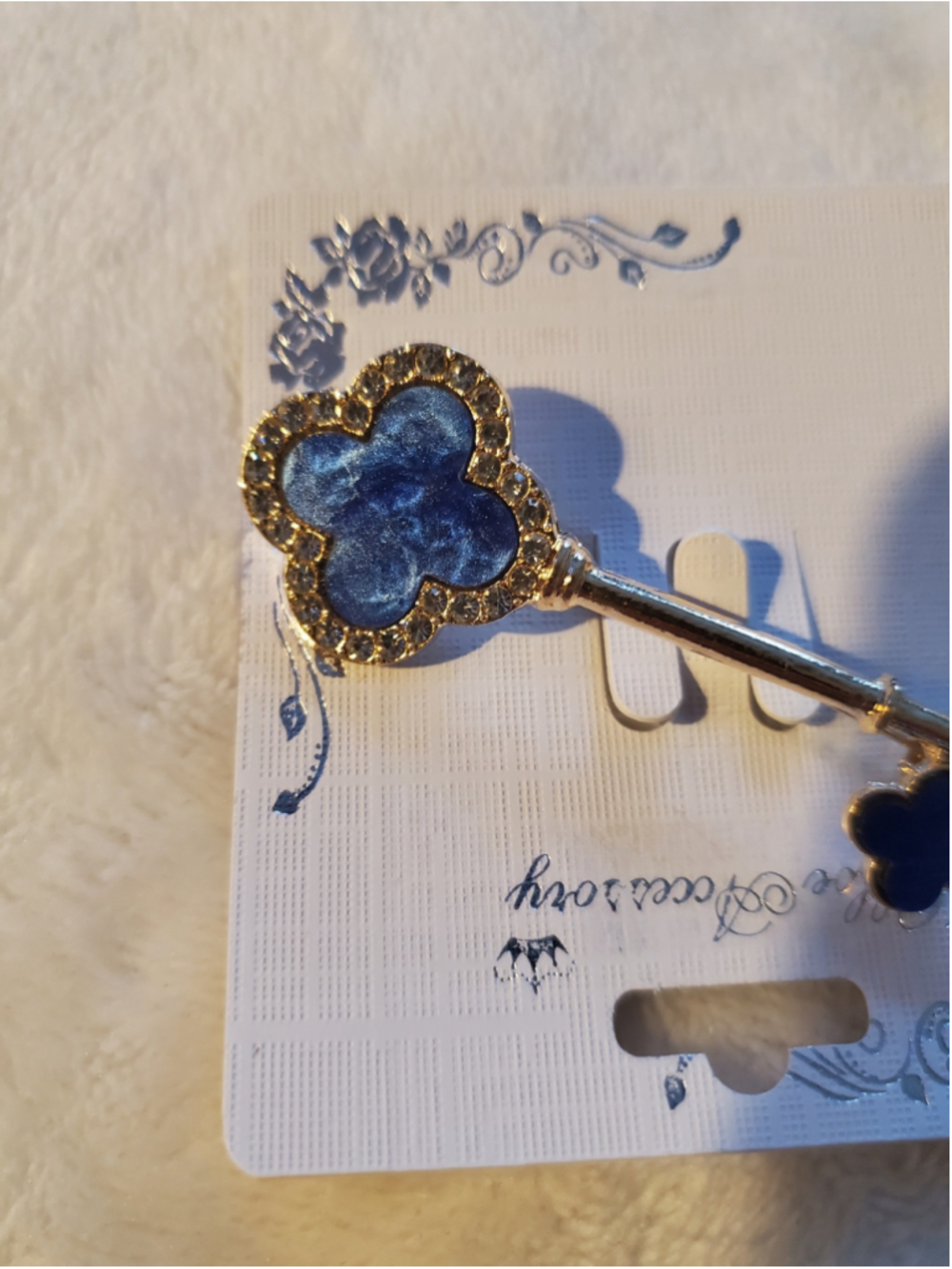 Beautiful Blue .key Brooch Pin